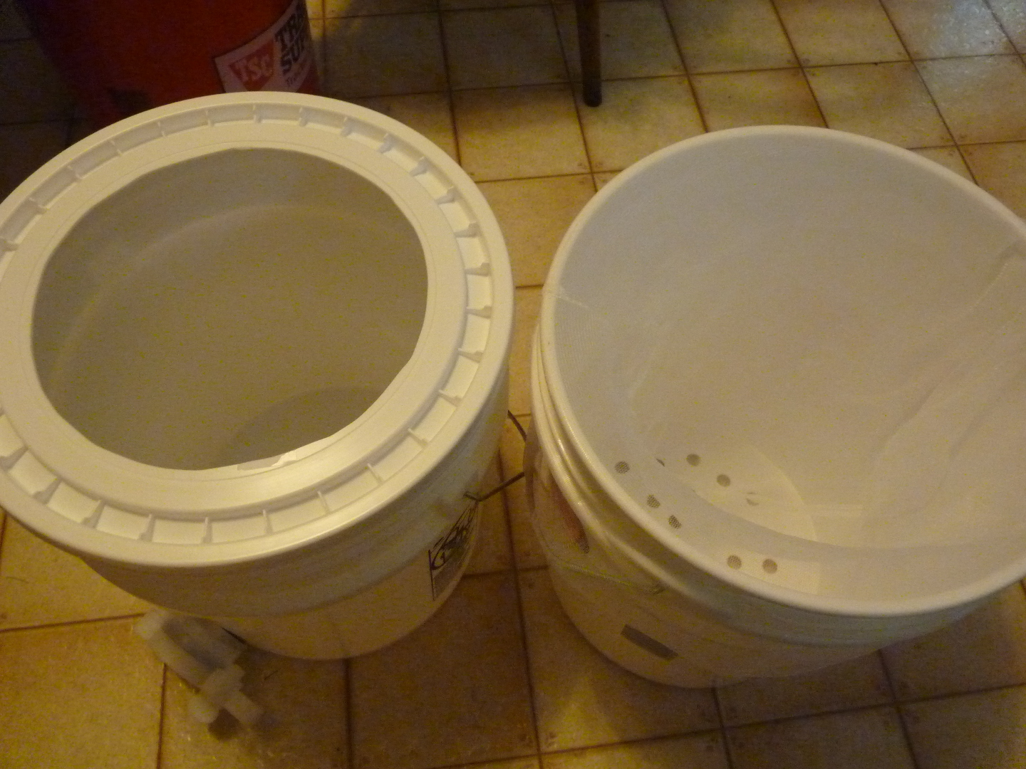 Buckets for straining