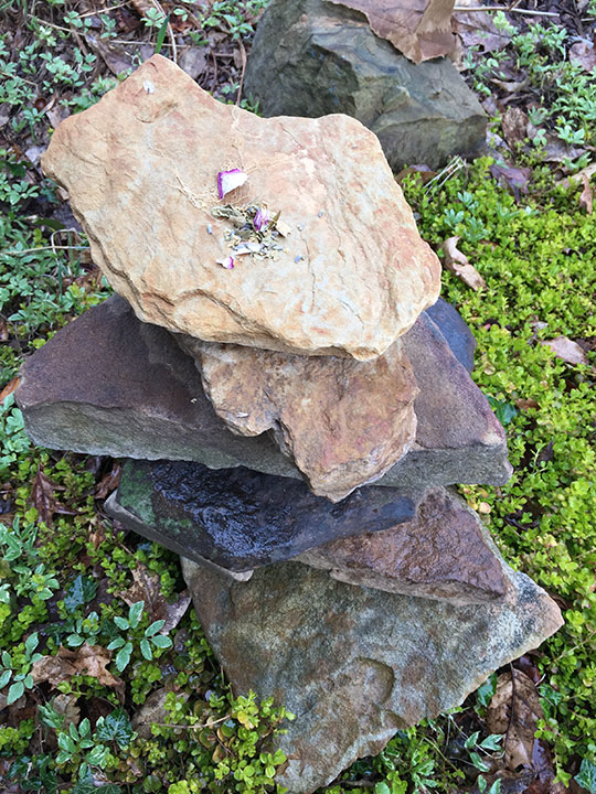 Offering on a stone cairn