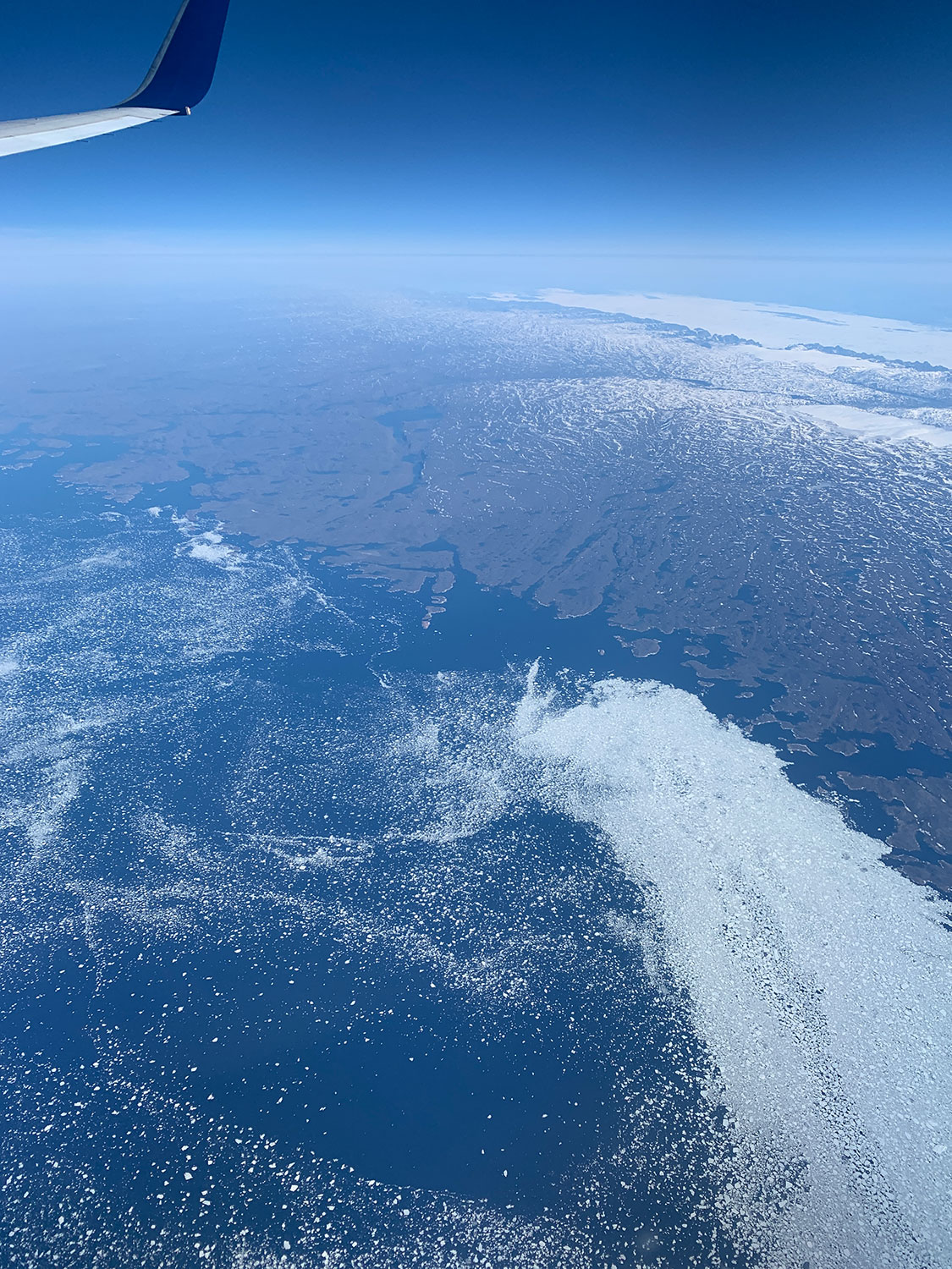 Melting ice from the plane