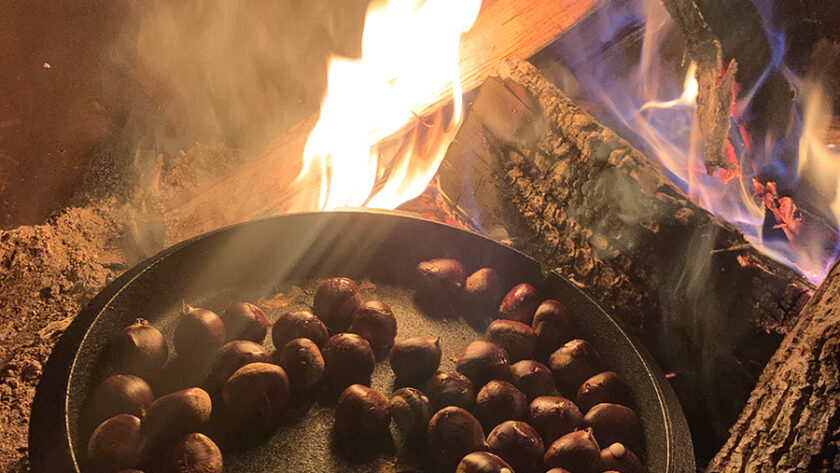 Chestnuts roasting on the open fire at Yule