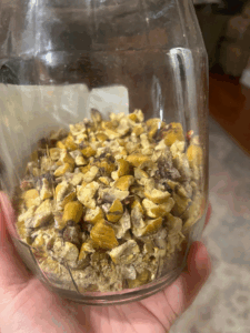 Dehydrated nuts in a jar
