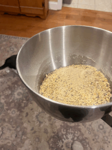 Coarsley ground flour - I will next grind this in the smaller hand crank mill for a very fine grain. 
