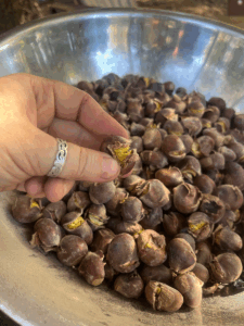 Tapped nuts after roasting - tapping them with the hammer works great!